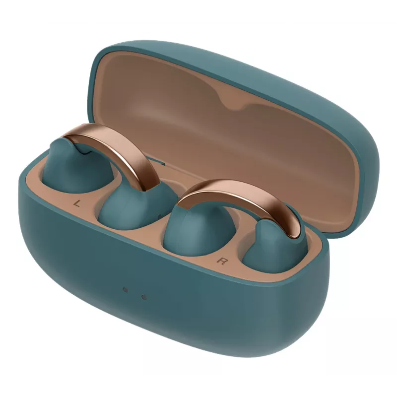 Zestaw słuchawkowy JVC HA-NP1T True Wireless Stereo (TWS) douszny na zaczep na ucho do połączeń/muzyki USB Type-C Bluetooth niebieski, złoty