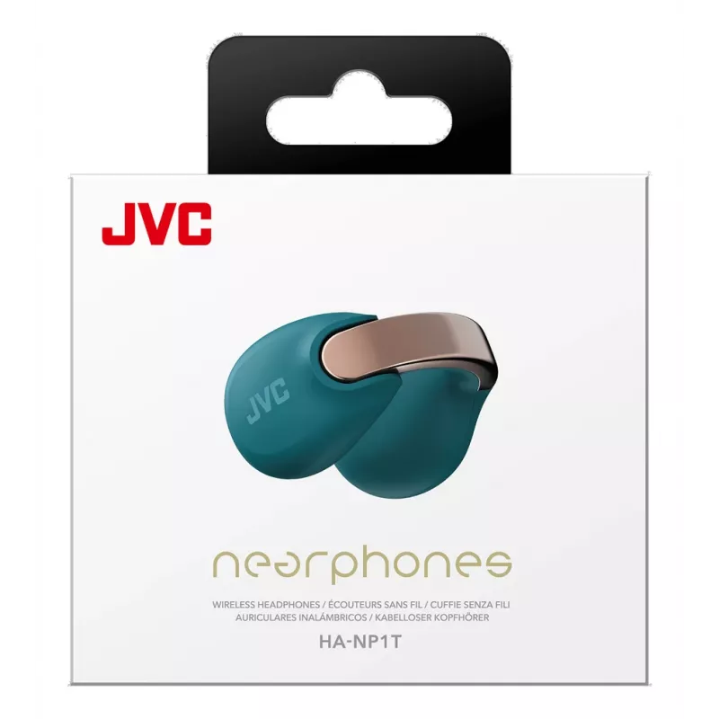 Zestaw słuchawkowy JVC HA-NP1T True Wireless Stereo (TWS) douszny na zaczep na ucho do połączeń/muzyki USB Type-C Bluetooth niebieski, złoty