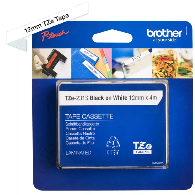 Brother TZE231S taśma do etykietowania czarny na białym TZe