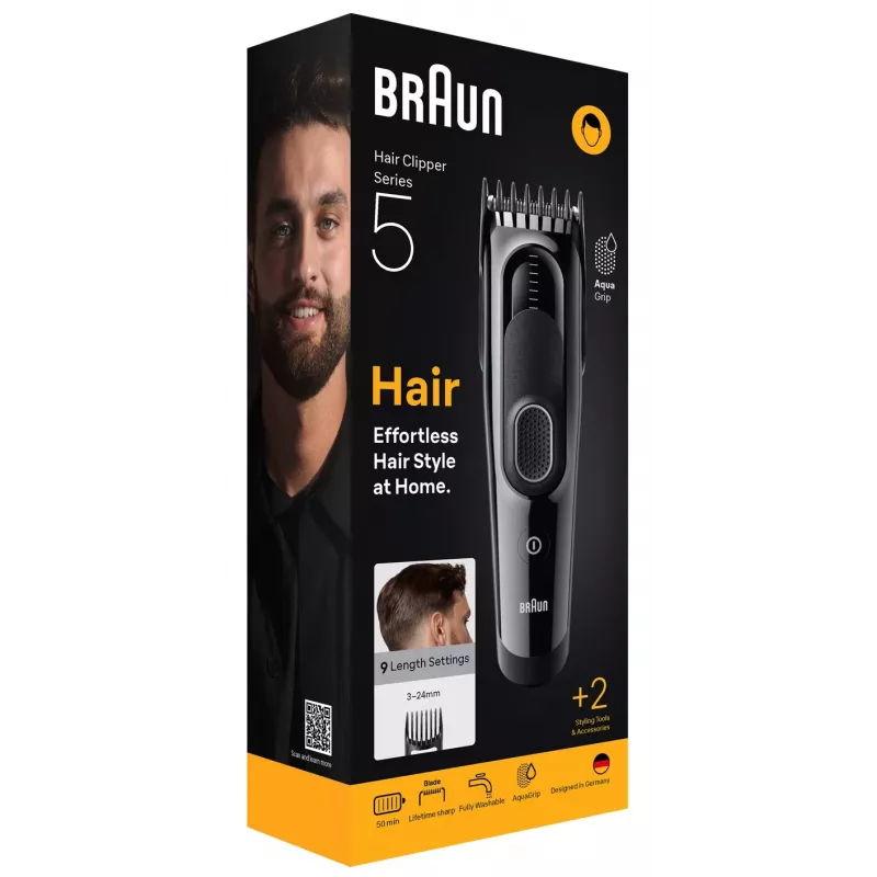 Braun HC5510 trymer/maszynka do włosów, czarny, 9 ustawień, akumulator niklowo-wodorkowy (NiMH)
