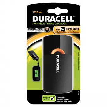 Przenośna ładowarka Duracell Mobile Charger do telefonu komórkowego Czarny USB Wewnętrzna, Zewnętrzna