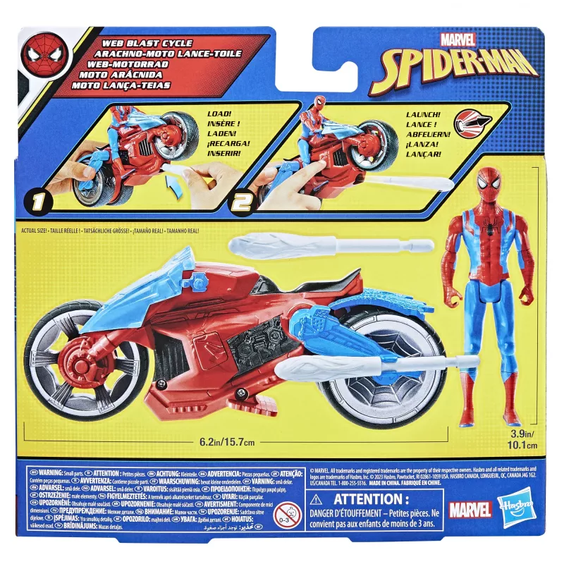 Marvel Spider-Man Zestaw dla dzieci Motocykl Web Blast Cycle z ruchomą figurką Spider-Mana