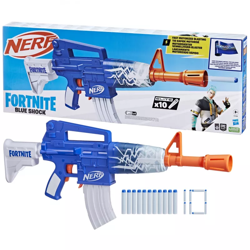 Nerf Fortnite niebieski Shock, wyrzutnia zabawek, 8 lat, 99 lat, Fortnite, 785 g