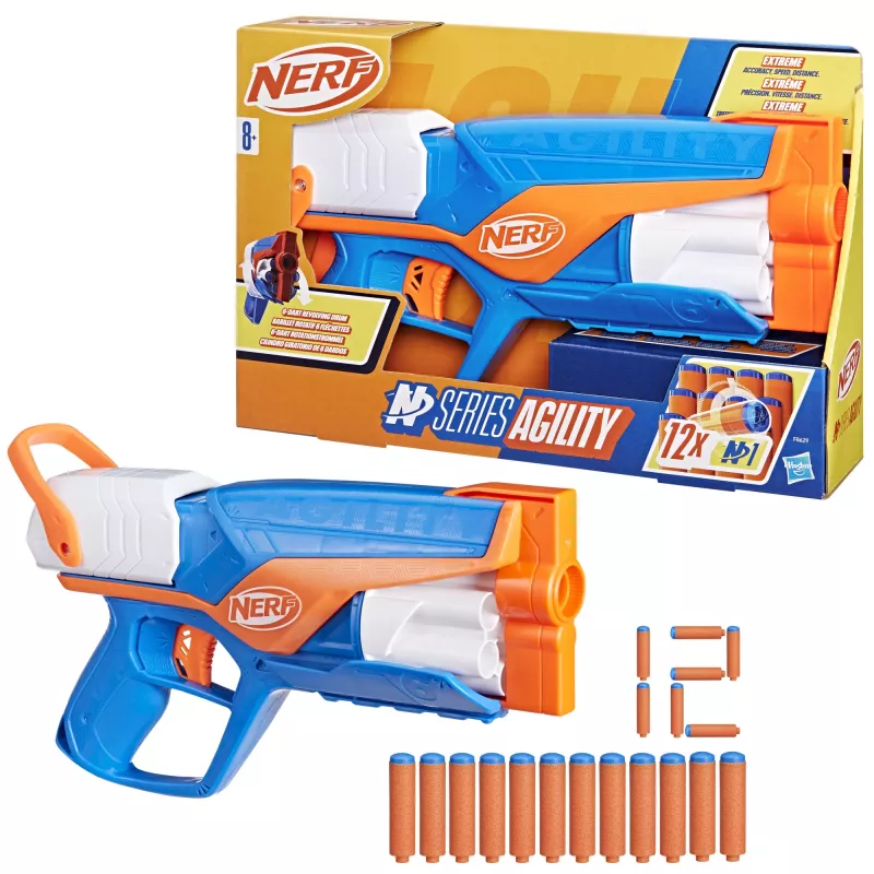 Zabawkowy blaster NERF N Series Agility niebieski pomarańczowy biały 8 lat