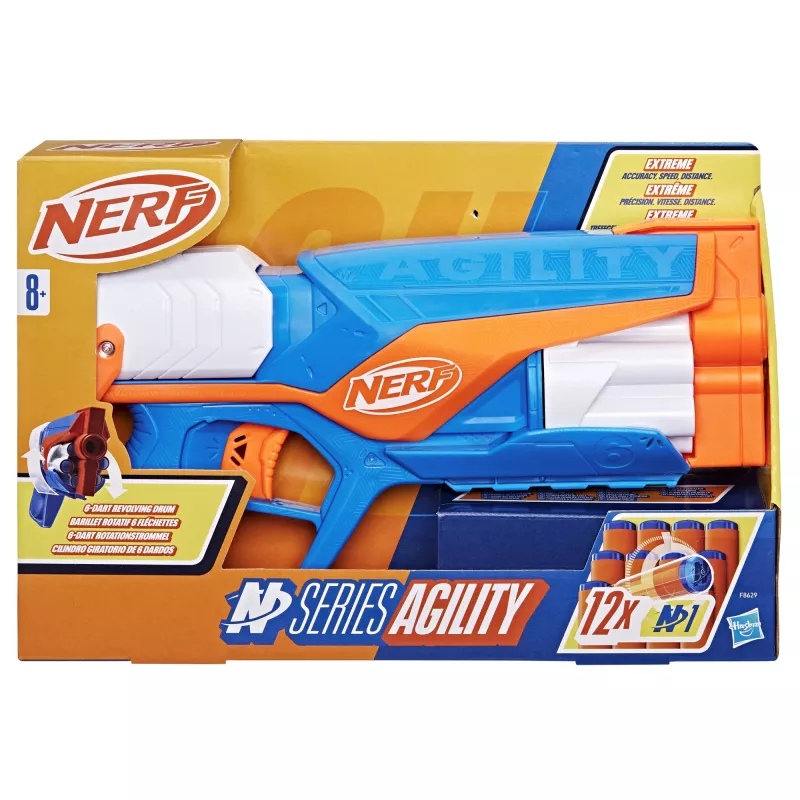 Zabawkowy blaster NERF N Series Agility niebieski pomarańczowy biały 8 lat
