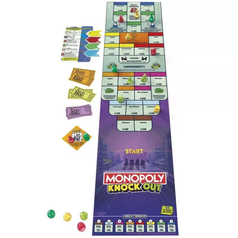 Monopoly Knockout – rodzinna gra towarzyska, szybkie gry planszowe dla wieku 8+, 2–8 graczy, 20 min.