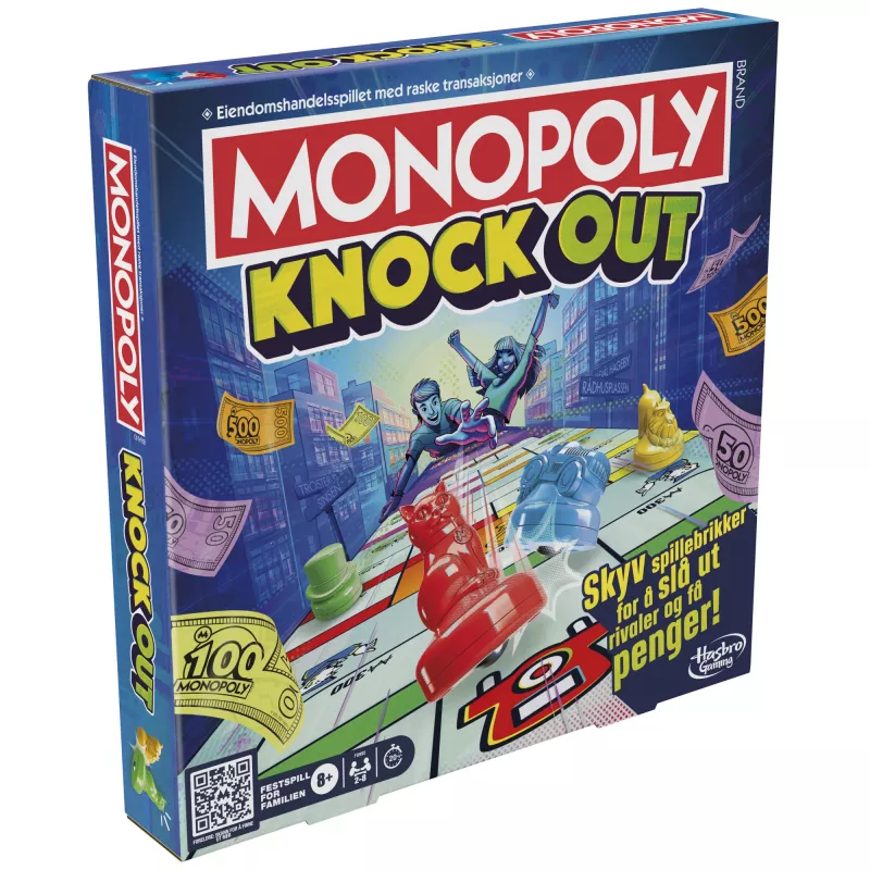 Monopoly Knockout – rodzinna gra towarzyska, szybkie gry planszowe dla wieku 8+, 2–8 graczy, 20 min.