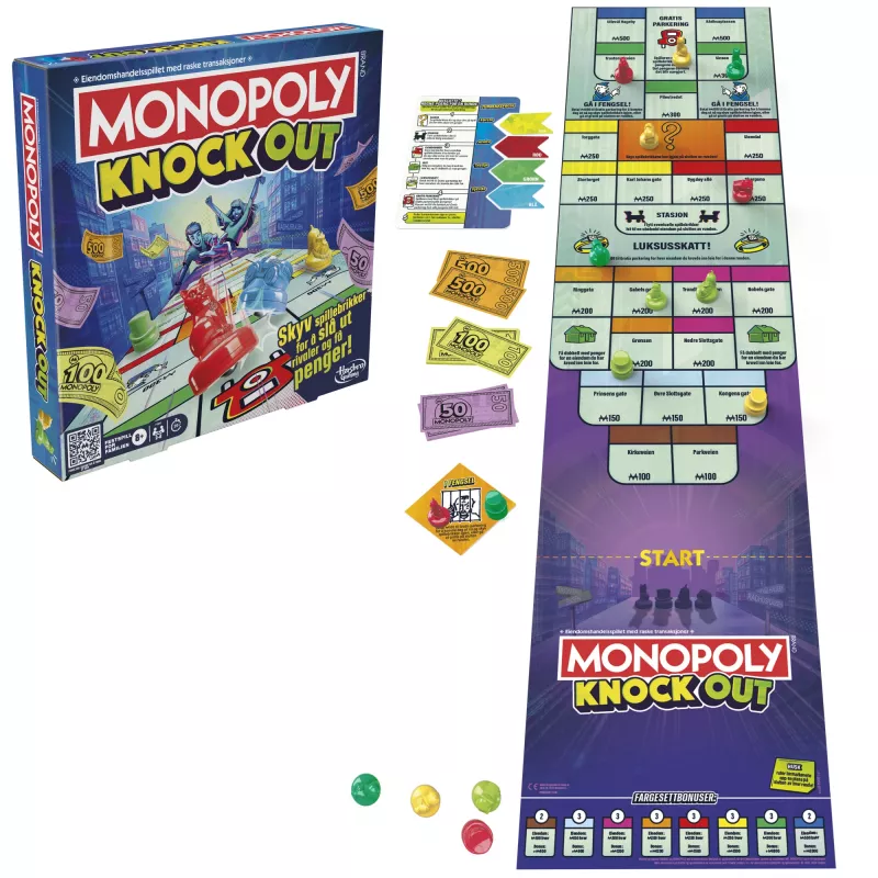 Monopoly Knockout – rodzinna gra towarzyska, szybkie gry planszowe dla wieku 8+, 2–8 graczy, 20 min.