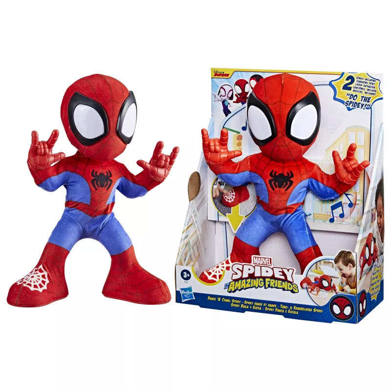 Marvel Spidey i Super-kumple Dance 'N Crawl Spidey, interaktywna pluszowa zabawka z muzyką i dźwiękami