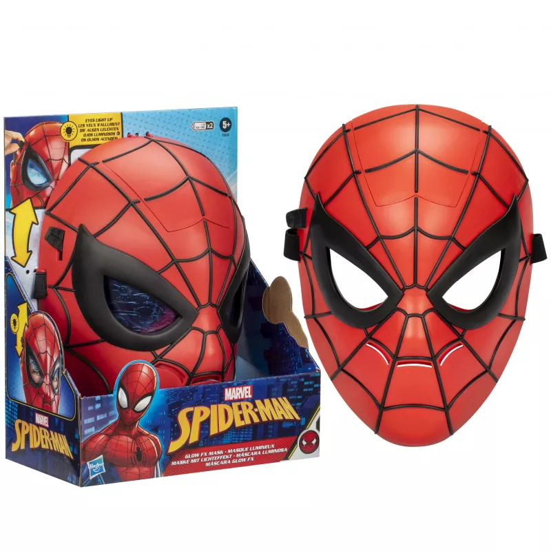 Marvel Spider-Man Glow FX Mask, dla dorosłych i dzieci, maska na twarz, od 5 lat, film, 1 szt.