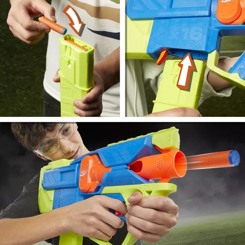 Blaster zabawkowy Nerf N Series Sprinter F8625 niebieski zielony pomarańczowy