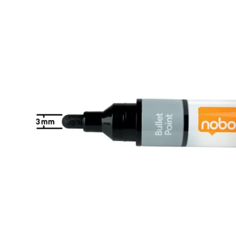Nobo Pisaki do tablic suchościeralnych z płynnym tuszem Bullet Tip 10 szt., 10 szt., Wielokolorowy, Końcówka pędzelkowa, Różne kolory, 3 mm, 38 mm