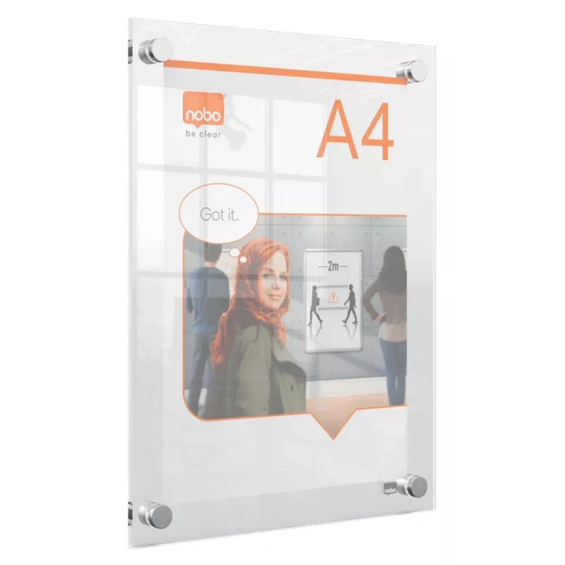 Nobo Premium Plus A4 Przezroczysta akrylowa rama na plakat montowana na ścianie