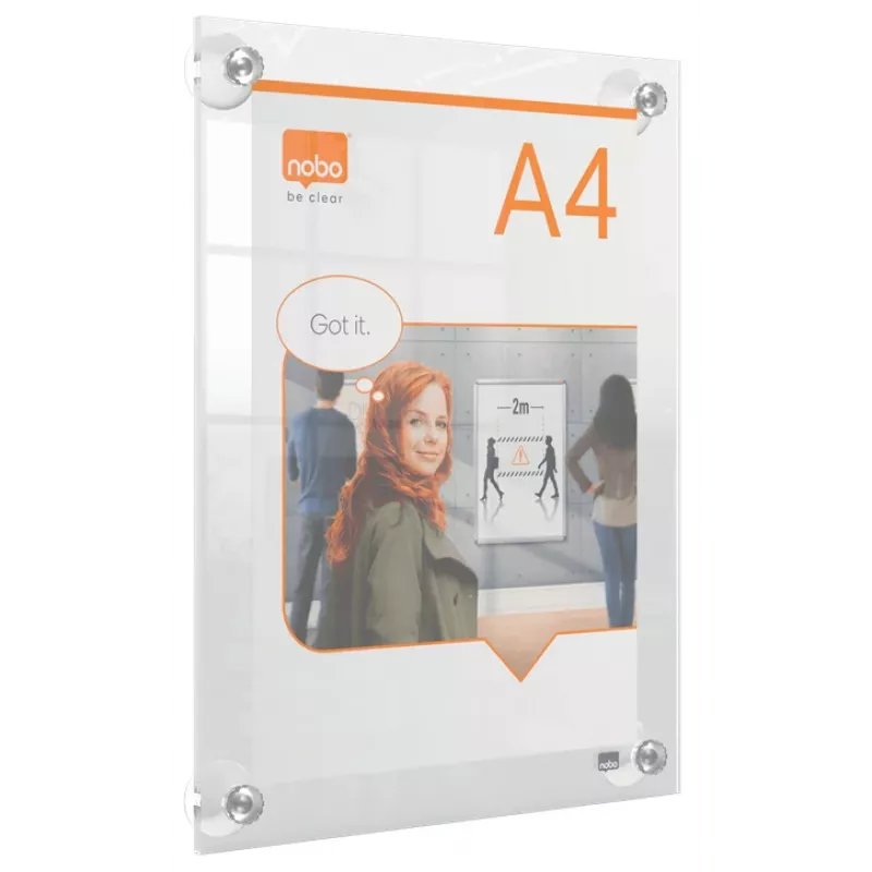 Nobo Premium Plus A4 przezroczysta akrylowa rama plakatowa montowana na ścianie z możliwością zmiany położenia