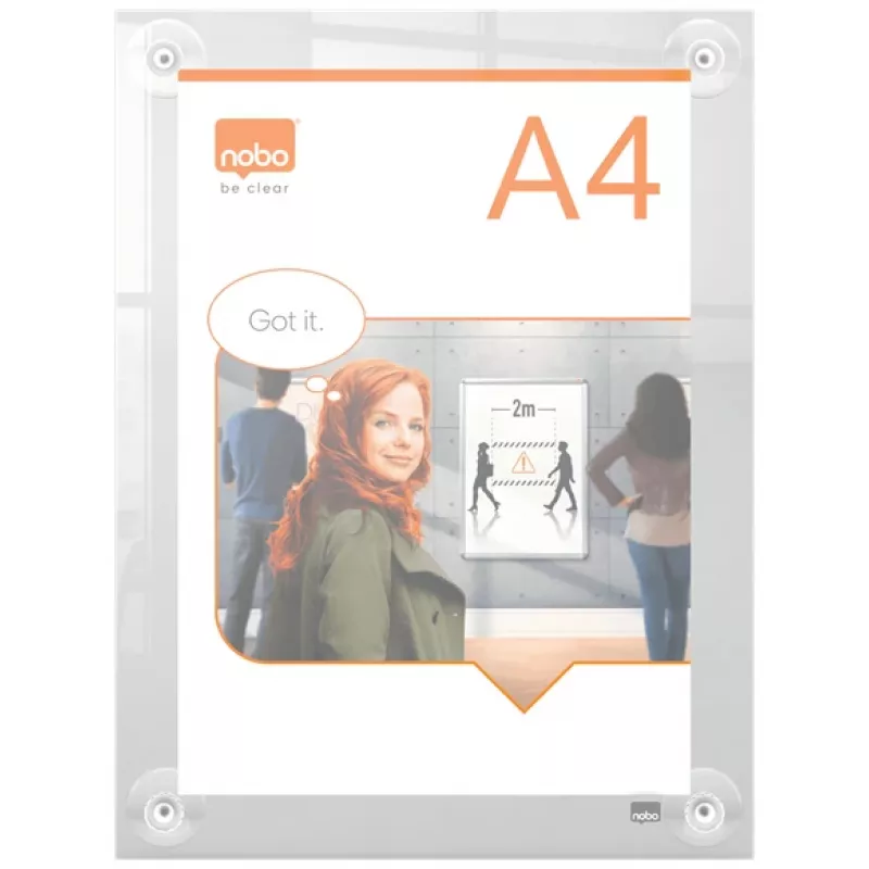 Nobo Premium Plus A4 przezroczysta akrylowa rama plakatowa montowana na ścianie z możliwością zmiany położenia