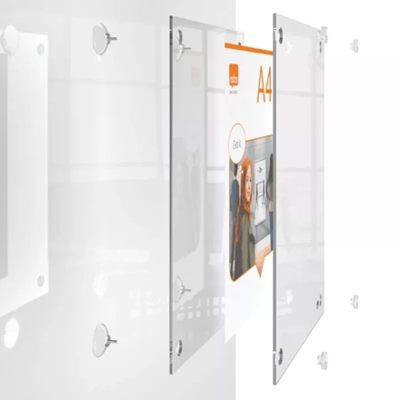 Nobo Premium Plus A4 przezroczysta akrylowa rama plakatowa montowana na ścianie z możliwością zmiany położenia