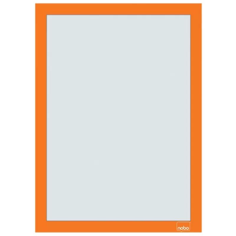 Nobo Samoprzylepna ramka magnetyczna na plakat A4, pomarańczowa, A4, pomarańczowy, pion/poziom, 235 mm, 5 mm, 325 mm