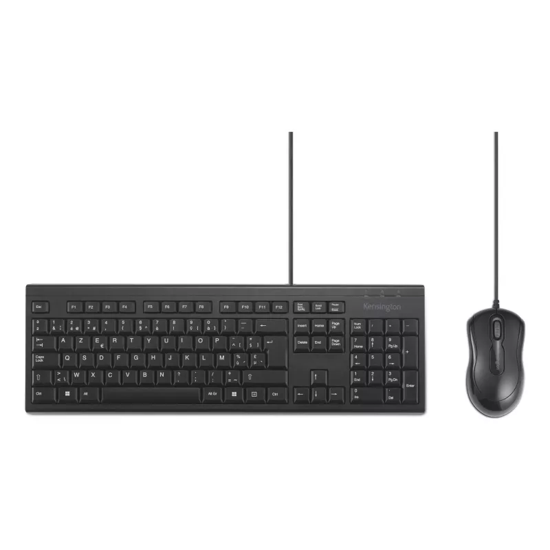 Kensington K75452BE, Przewodowy, USB, Membranowy, AZERTY, Czarny, Mysz w zestawie