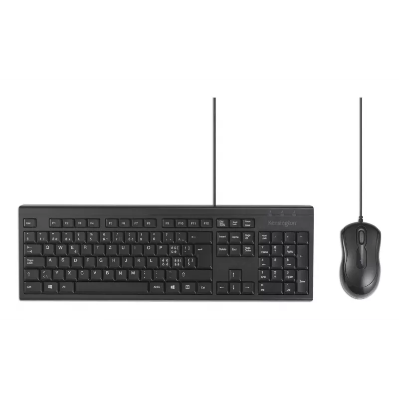 Kensington K75452CH, Przewodowy, USB, Membranowy, QWERTZ, Czarny, Mysz w zestawie