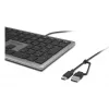 Kensington KB515 EQ USB-C/USB-A Klawiatura przewodowa, pełnowymiarowa (100%), przewodowa, USB, przełącznik nożycowy, QWERTY, szary