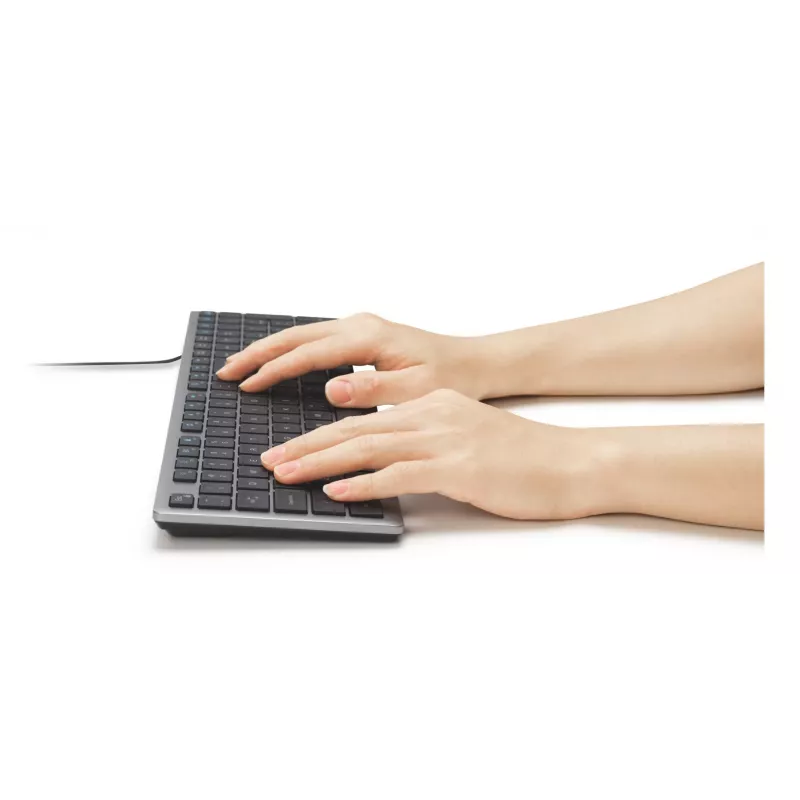 Kensington KB515 EQ USB-C/USB-A Klawiatura przewodowa, pełnowymiarowa (100%), przewodowa, USB, przełącznik nożycowy, QWERTY, szary
