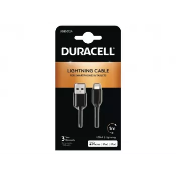 Kabel synchronizacyjny/ładujący Duracell 1 m, czarny, 1 m, USB, Lightning, Czarny