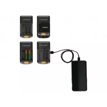 2-Power Universal Camera Battery Charger-Retail, litowo-jonowa (Li-Ion), niklowo-metalowo-wodorkowa (NiMH), AA, AAA