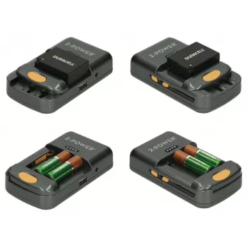 2-Power Universal Camera Battery Charger-Retail, litowo-jonowa (Li-Ion), niklowo-metalowo-wodorkowa (NiMH), AA, AAA