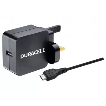 Ładowarka sieciowa Duracell 2,4 A i kabel micro USB 1 m, do użytku wewnątrz pomieszczeń, AC, 2,4 A, czarna