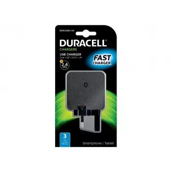 Ładowarka sieciowa Duracell 2x2.4A USB do telefonu/tabletu, wewnętrzna, AC, 5 V, czarna