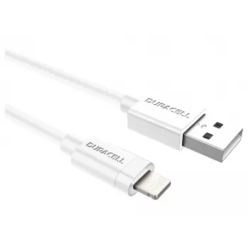 Kabel Duracell Sync/Charge 1 metr biały, 1 m, USB A, Lightning, 2.0, biały