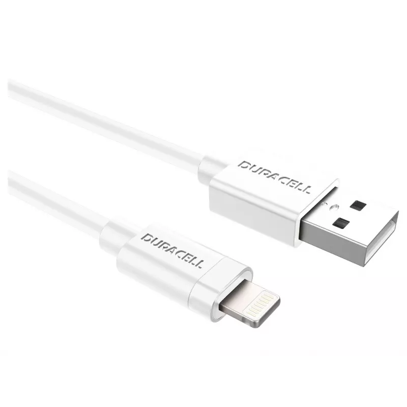 Kabel Duracell Sync/Charge 1 metr biały, 1 m, USB A, Lightning, 2.0, biały