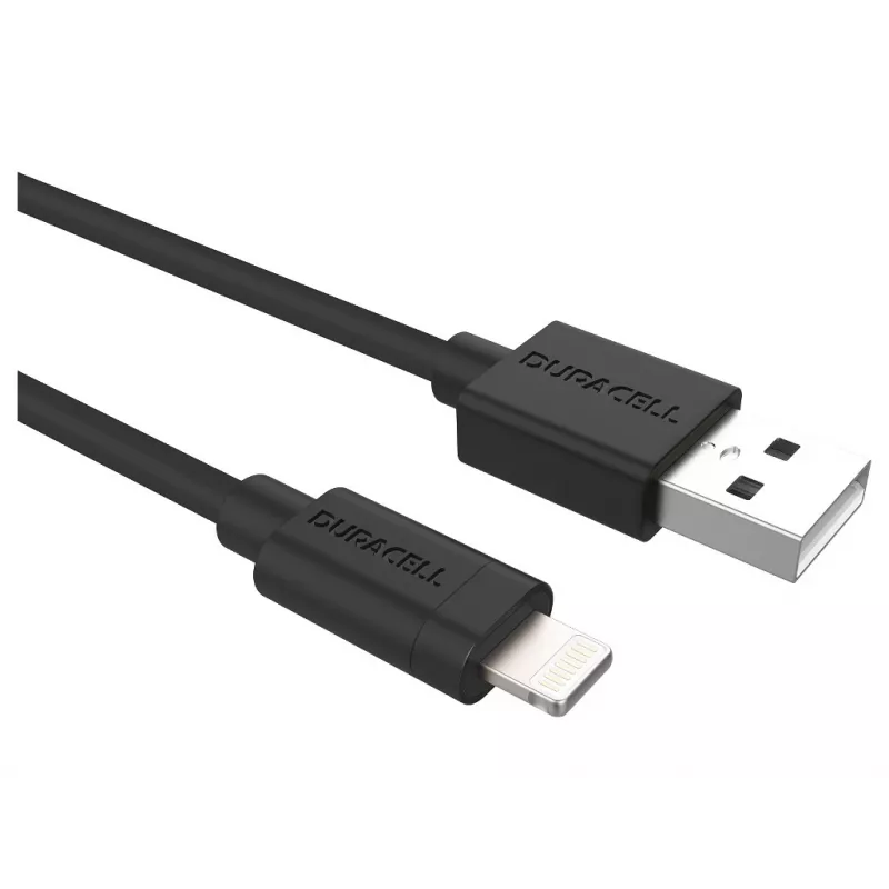 Duracell Sync/Charge kabel 2 Metre Czarny, 2 m, USB A, Lightning, 2.0, Czarny