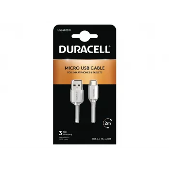 Kabel synchronizująco-ładujący Duracell 2 metry biały, 2 m, USB A, Micro-USB A, 2.0, Biały