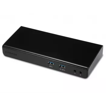 2-Power USB 3.0 Dual Display Docking Station, Docking, 3.5 mm, USB Type-A, USB Type-B, 10,100,1000 Mbit/s, Czarny, 5 Gbit/s