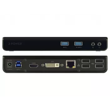 2-Power USB 3.0 Dual Display Docking Station, Docking, 3.5 mm, USB Type-A, USB Type-B, 10,100,1000 Mbit/s, Czarny, 5 Gbit/s
