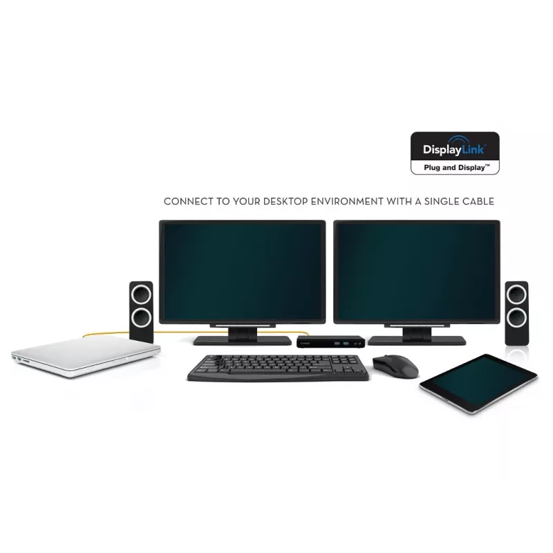 2-Power USB 3.0 Dual Display Docking Station, Docking, 3.5 mm, USB Type-A, USB Type-B, 10,100,1000 Mbit/s, Czarny, 5 Gbit/s