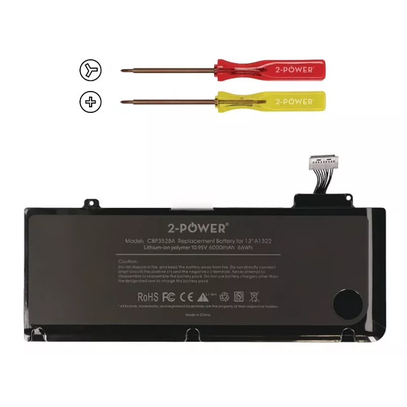 2-Power 10,95 V 6000 mAh bateria litowo-polimerowa do laptopa, Bateria, Apple MacBook Pro 13 cali A1278, Mid 2009 (EMC2326)