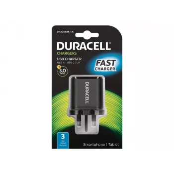 Ładowarka sieciowa Duracell Type-C i Type-A, wewnętrzna, AC, czarna