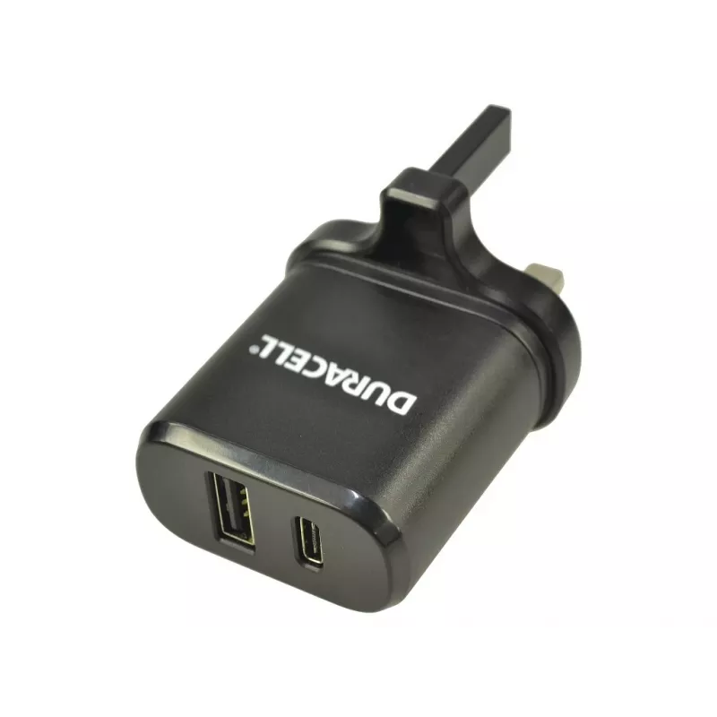 Ładowarka sieciowa Duracell Type-C i Type-A, wewnętrzna, AC, czarna