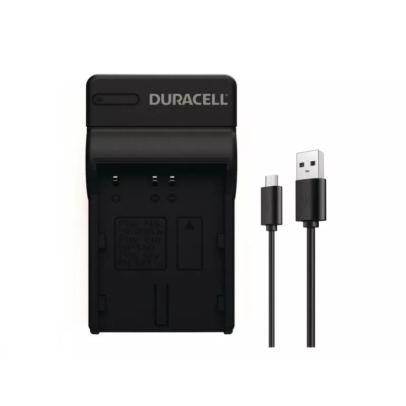 Ładowarka do akumulatora aparatu cyfrowego Duracell, USB, ładowarka wewnętrzna, Nikon EN-EL3e, FujiFilm NP-150, czarny, 5 V