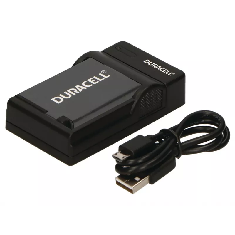 Ładowarka do akumulatorów aparatów cyfrowych Duracell, USB, ładowarka wewnętrzna, FujiFilm NP48, NP-50, Pentax D-LI68, Kodak KLIC-7004, czarna, 5 V, 5 V