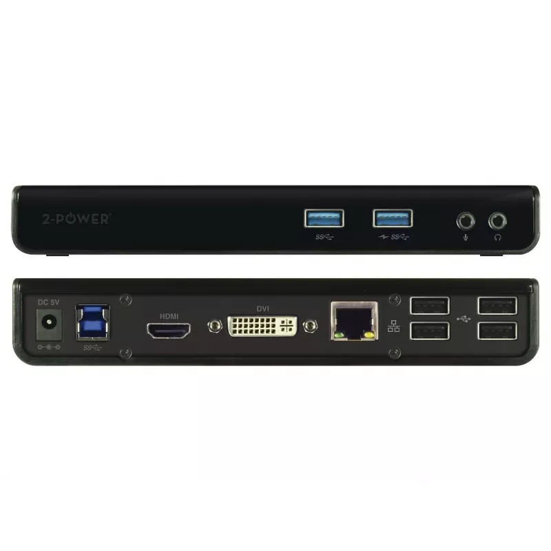 2-Power DOC0110A stacja dokująca/replikator portów do laptopa Przewodowa USB 3.2 Gen 1 (3.1 Gen 1) Type-B Czarny