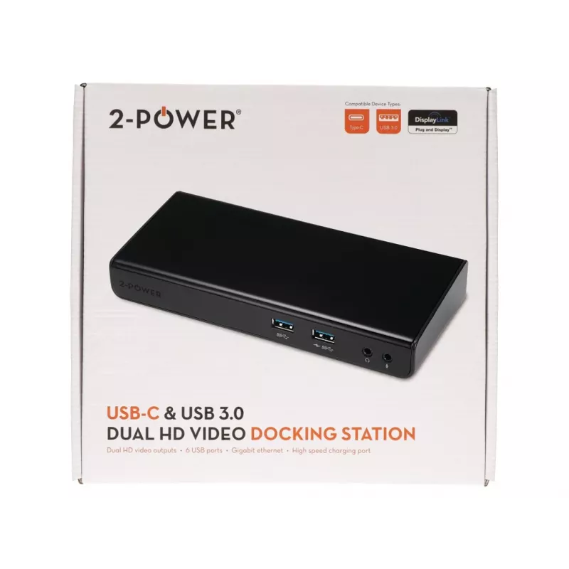 2-Power DOC0110A stacja dokująca/replikator portów do laptopa Przewodowa USB 3.2 Gen 1 (3.1 Gen 1) Type-B Czarny