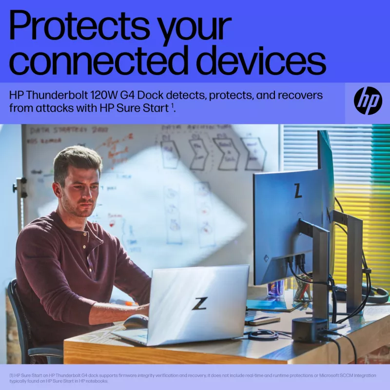 HP Thunderbolt Dock 120W G4, przewodowy, Thunderbolt 4, czarny, Kensington, Chiny, Tajlandia, Tajwan, biznesowy