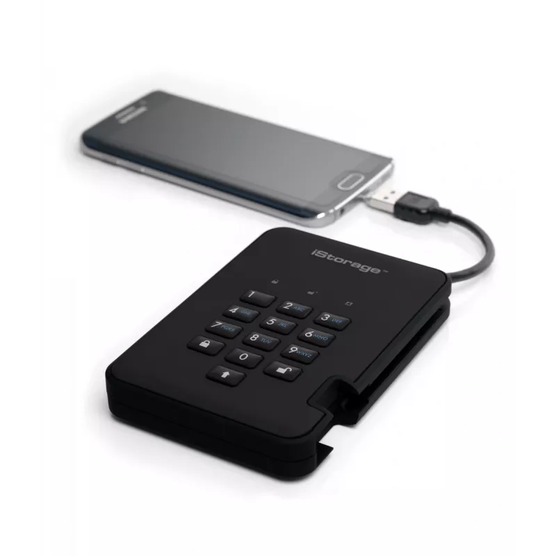 iStorage diskAshur² HDD 4TB Czarny | Bezpieczny przenośny dysk twardy | Sprzętowe szyfrowanie AES-XTS 256-bit | Ochrona kodem PIN | Niezależny od systemu operacyjnego i platformy | Zgodność z TAA | Obrona przed atakami siłowymi | Pyło-/Wodoszczelność