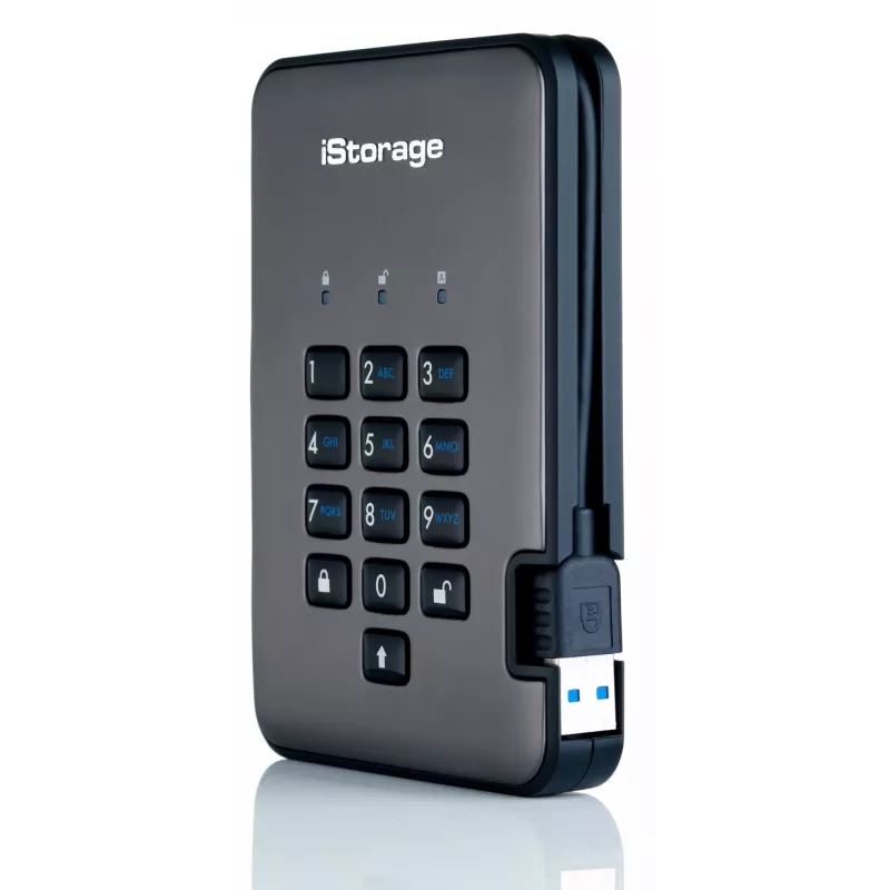 iStorage diskAshur PRO² SSD 4TB | Bezpieczny przenośny dysk SSD | FIPS 140-2 poziom 2, NCSC CPA, NLNCSA BSPA i NATO Restricted | Sprzętowe szyfrowanie AES-XTS 256-bit | Zabezpieczony kodem PIN | Niezależność od systemu operacyjnego i platformy | Zgodność z RODO, TAA | Ochrona przed atakami siłowymi | Odporność na kurz i wodę