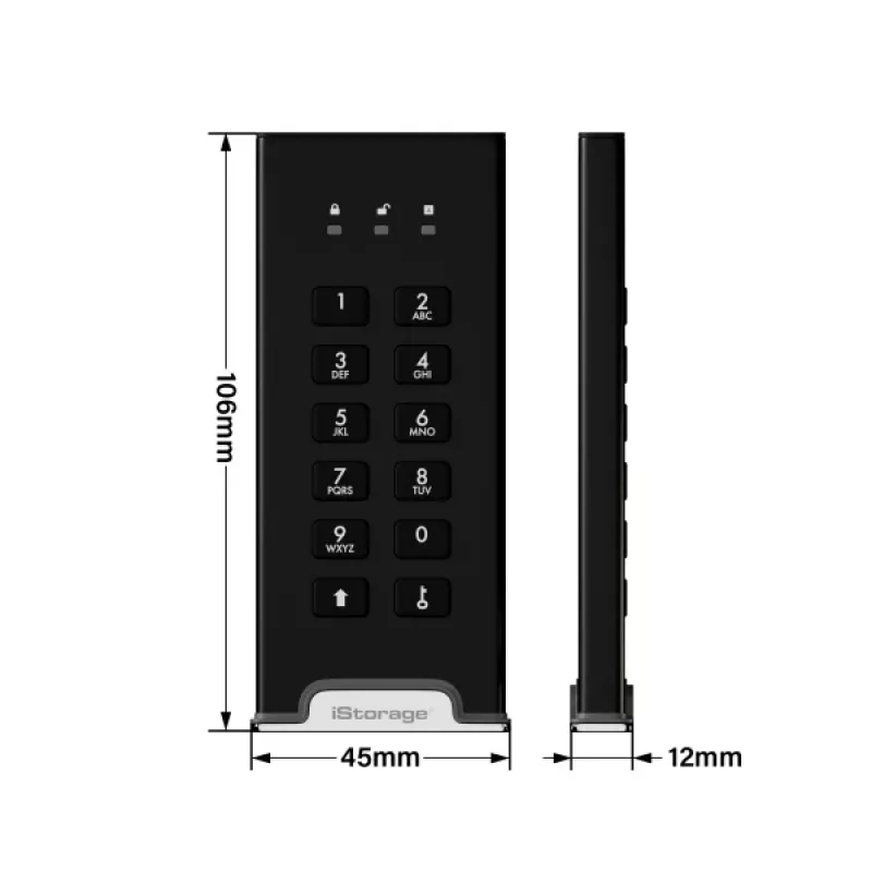 iStorage diskAshur M² SSD 2 TB | Bezpieczny przenośny dysk SSD | Zgodny z FIPS 140-3 poziom 3 | Common Criteria EAL 5+ | Niezależny od systemu operacyjnego i platformy | Zgodny z RODO, TAA | Ochrona przed atakami brute force | Odporny na kurz i wodę