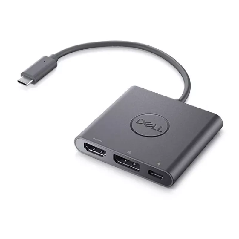 DELL Adapter USB-C na HDMI/DP z przelotowym zasilaniem, przewodowy, USB 3.2 Gen 2 (3.1 Gen 2) Type-C, czarny, 3840 x 2160 pikseli, Dell, 3840 x 2160 pikseli