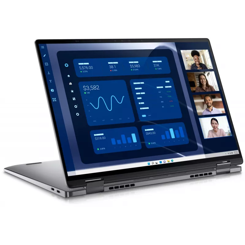 DELL Latitude 9450 2-in-1 Intel Core Ultra 7 165U Hybrydowy (2-w-1) 35,6 cm (14 cali) Ekran dotykowy Quad HD+ 16 GB LPDDR5x-SDRAM 512 GB SSD Wi-Fi 7 (802.11be) Windows 11 Pro Belgian szary